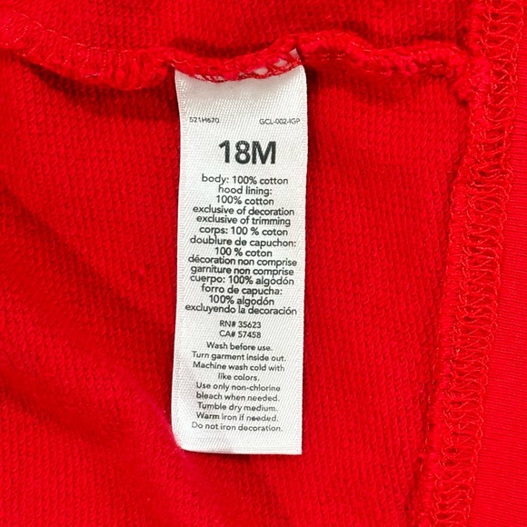 Carter’s Zip Up Hoodie Red King of Hearts Lion 18M - Picture 4 of 4